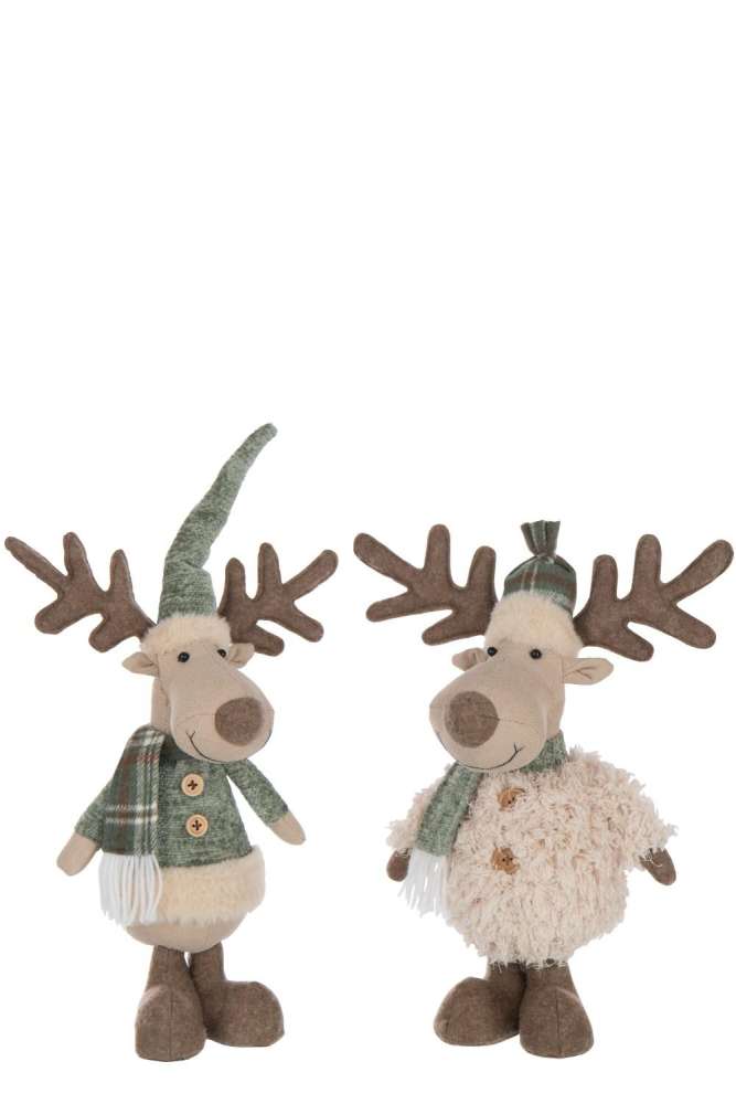 MOOSE SCARF POLYESTER OFF-WHITE/GREEN ASSORTMENT OF 2