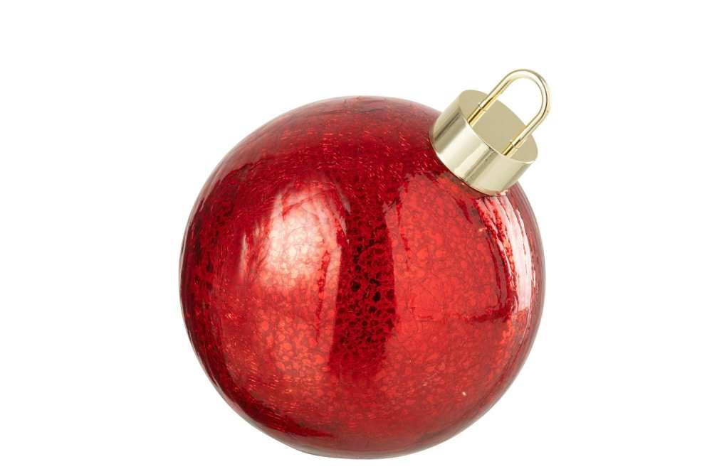 CHRISTMAS BAUBLE LED GLASS CHRISTMAS RED MEDIUM