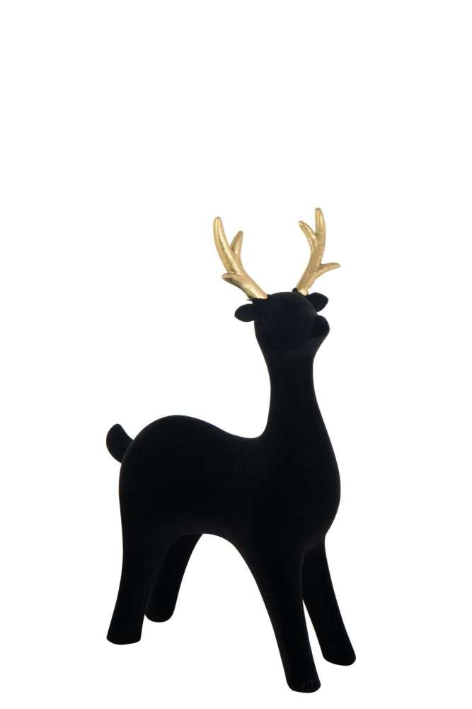 REINDEER VELVET POLYRESIN BLACK LARGE