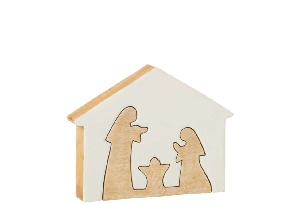 NATIVITY IN HOUSE MANGO WOOD WHITE/NATURAL LARGE