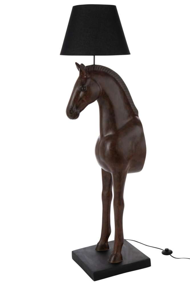 FLOOR LAMP HORSE FRONT POLYRESIN DARK BROWN