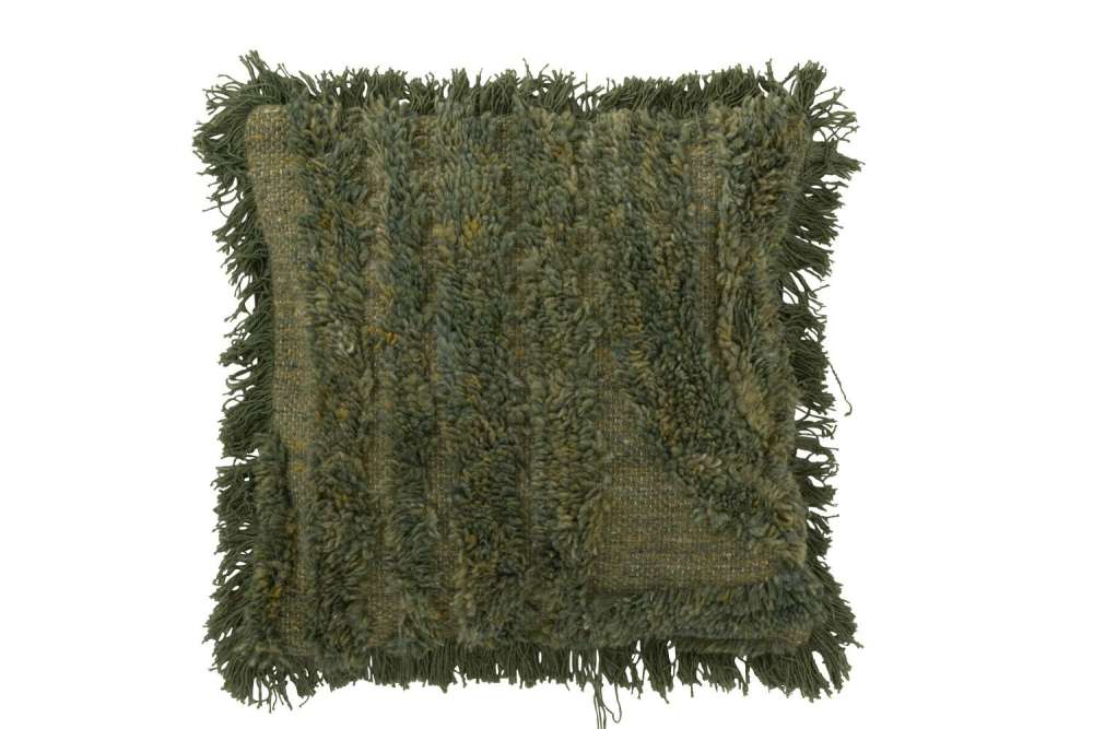 CUSHION ROUNDED LINES WOOL KHAKI GREEN
