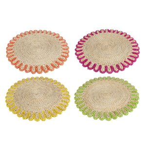 PLACEMAT ROUND COLOURFUL EDGE CORN HUSK MIX ASSORTMENT OF 4
