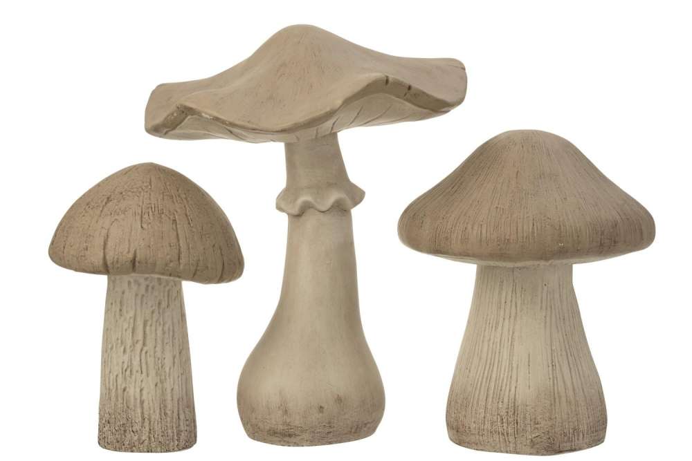 SET OF 3 MUSHROOM MATT MAGNESIUM GREY