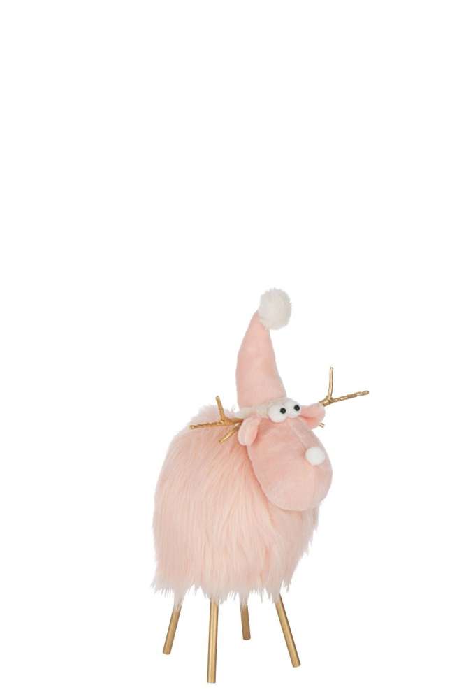 REINDEER HAT POLYESTER LIGHT PINK MEDIUM