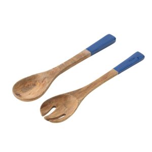 SET OF 2 SALAD SERVER MANGO WOOD BLUE/NATURAL