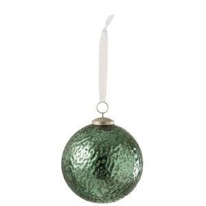 XMAS BAUBLE GLASS GREEN LARGE