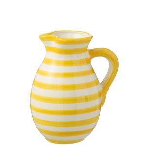 PITCHER GRANADA STRIPES CERAMIC WHITE/YELLOW LARGE