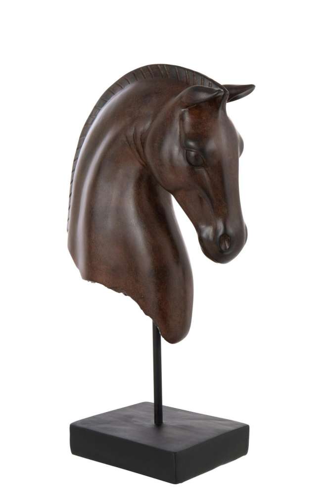 HORSE HEAD DOWN POLYRESIN DARK BROWN