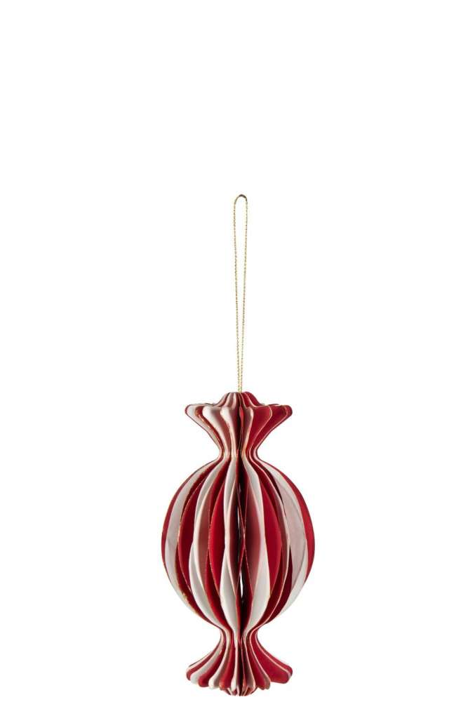 HANGER CANDY FOLDABLE PAPER WHITE/CHRISTMAS RED LARGE