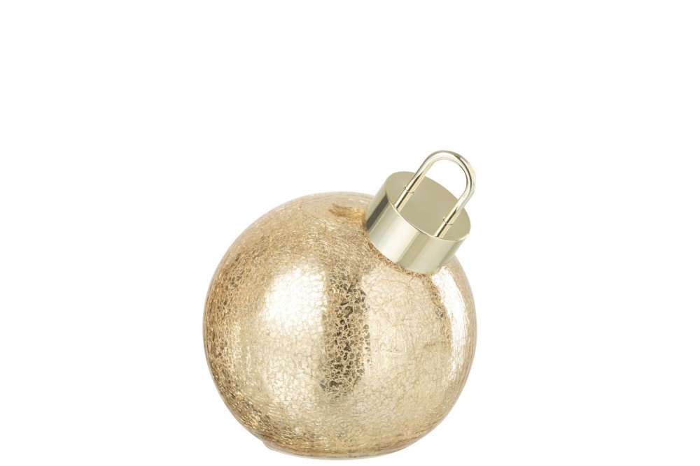 CHRISTMAS BAUBLE LED GLASS GOLD COLORED SMALL