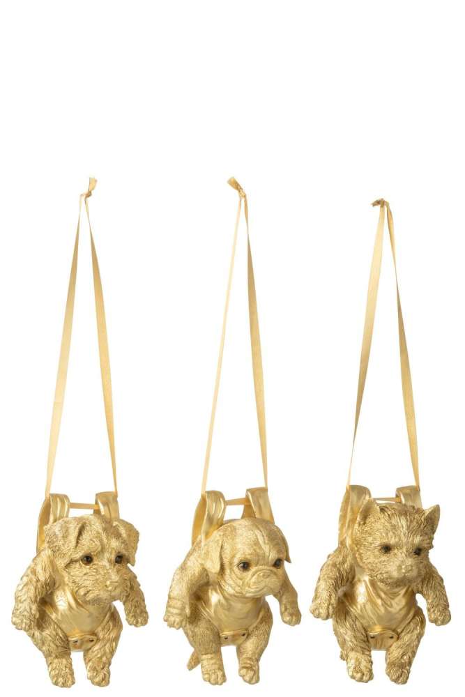 DOG RESIN GOLD COLORED ASSORTMENT OF 3