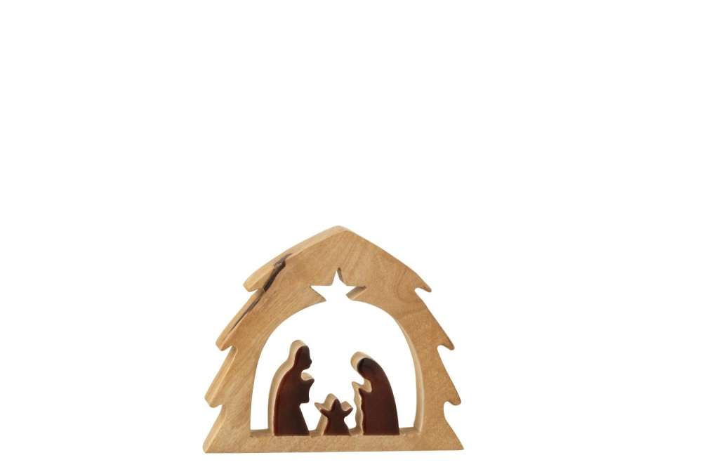 NATIVITY IN TREE MANGO WOOD NATURAL/BROWN SMALL
