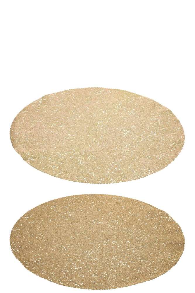 PLACEMAT SHINY + MATT PLASTIC GOLD COLORED ASSORTMENT OF 2