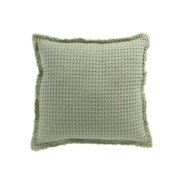 CUSHION WAFFLE PATTERN COTTON LIGHT GREEN