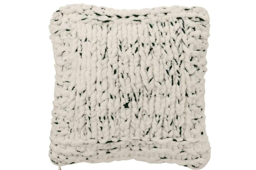 CUSHION KNITTED POLYESTER WHITE/DARK GREEN