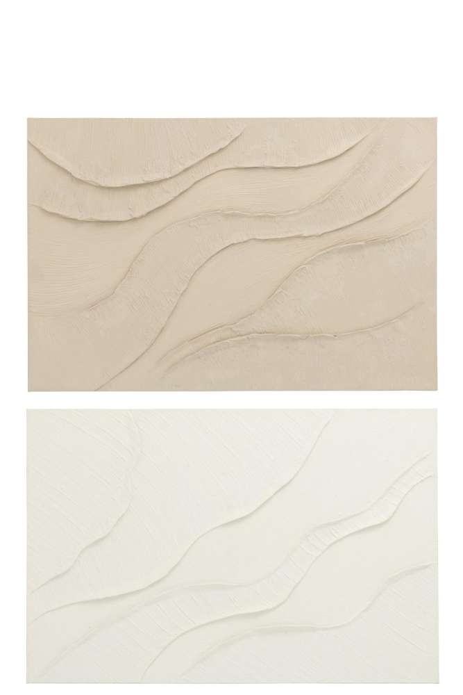 PAINTING WAVE ACRYLIC ECRU/BEIGE ASSORTMENT OF 2