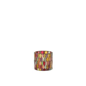 TEALIGHT HOLDER MOSAIC DROP GLASS MIX SMALL