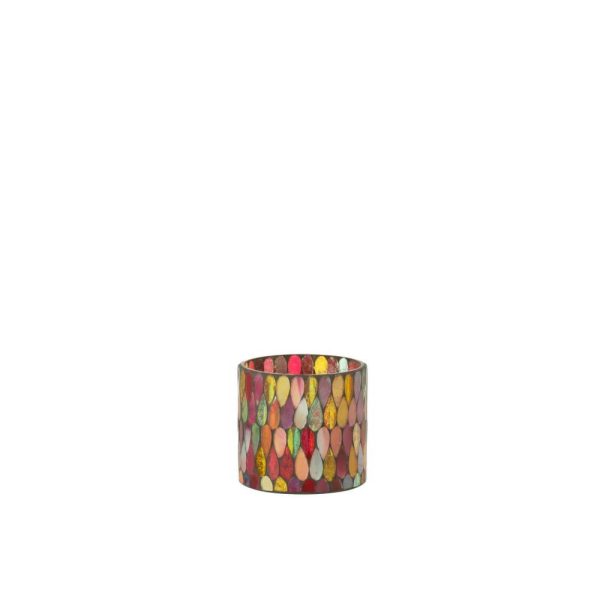 TEALIGHT HOLDER MOSAIC DROP GLASS MIX SMALL