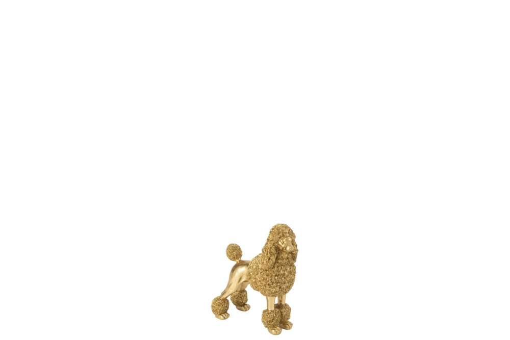 POODLE STANDING POLYRESIN GOLD COLORED SMALL