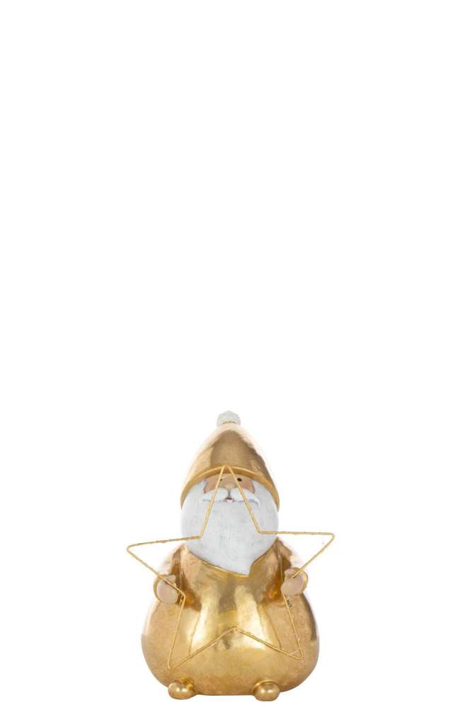 SANTA CLAUS LED STAR POLYRESIN GOLD COLORED SMALL