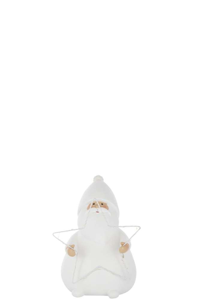 SANTA CLAUS LED STAR POLYRESIN WHITE SMALL