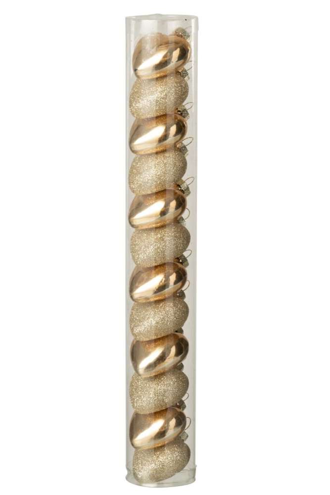 BOX OF 12 HANGER HEART GLASS GOLD COLORED