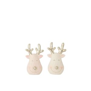 REINDEER LED HEAD CLAY MULTICOLORED SMALL ASSORTMENT OF 2