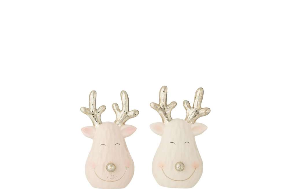 REINDEER LED HEAD CLAY MULTICOLORED SMALL ASSORTMENT OF 2