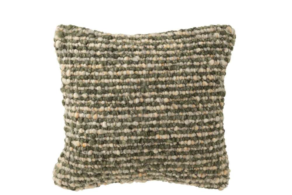 CUSHION WOVEN POLYESTER ECRU/OLIVE