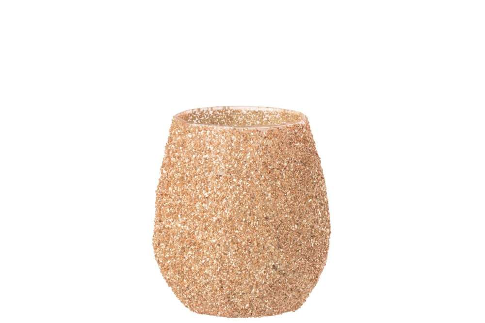 TEALIGHT HOLDER GLASS PEACH LARGE