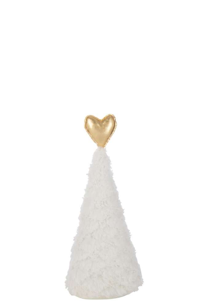 CHRISTMAS TREE GOLD HEART POLYESTER WHITE/GOLD COLORED MEDIUM