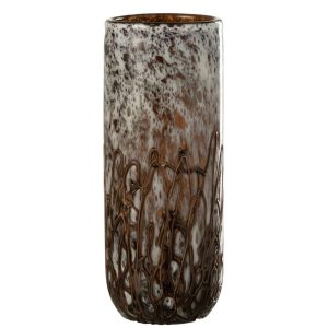 VASE/CANDLEHOLDER  PETRA GLASS BROWN/WHITE LARGE