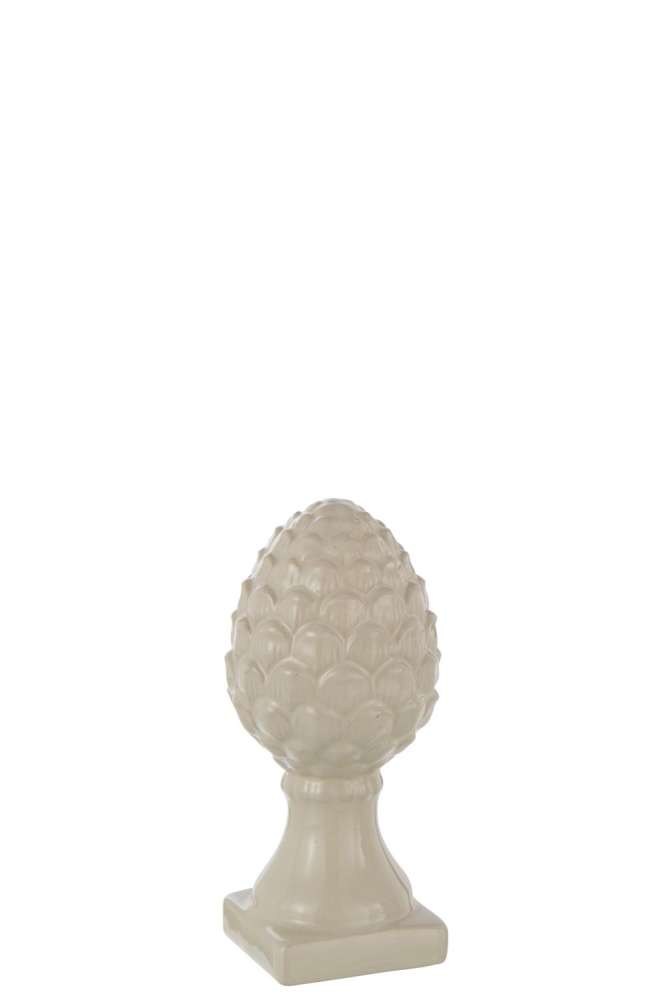 PINECONE ON BASE SHINY PORCELAIN BEIGE SMALL