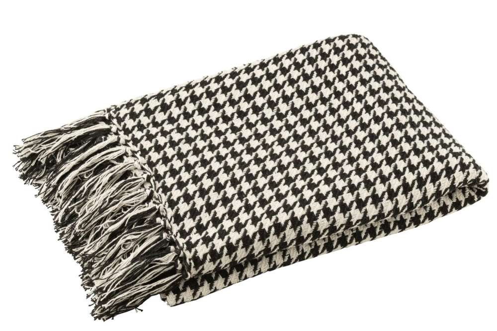 BLANKET PIED-DE-POULE COTTON WHITE/BLACK