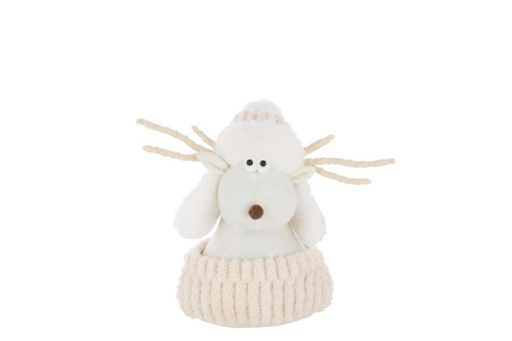 REINDEER FUR HAT POLYESTER WHITE/ECRU LARGE