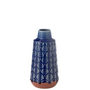 VASE LEO ELONGATED PORCELAIN BLUE/TERRA LARGE