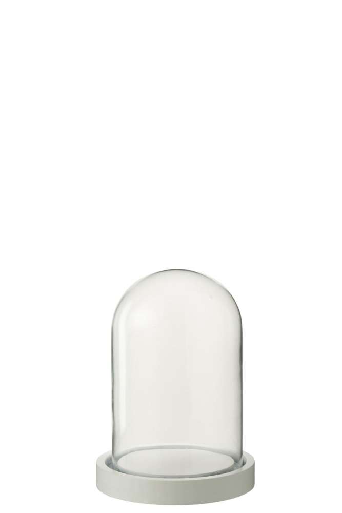DECORATIVE BELL JAR GLASS WHITE SMALL