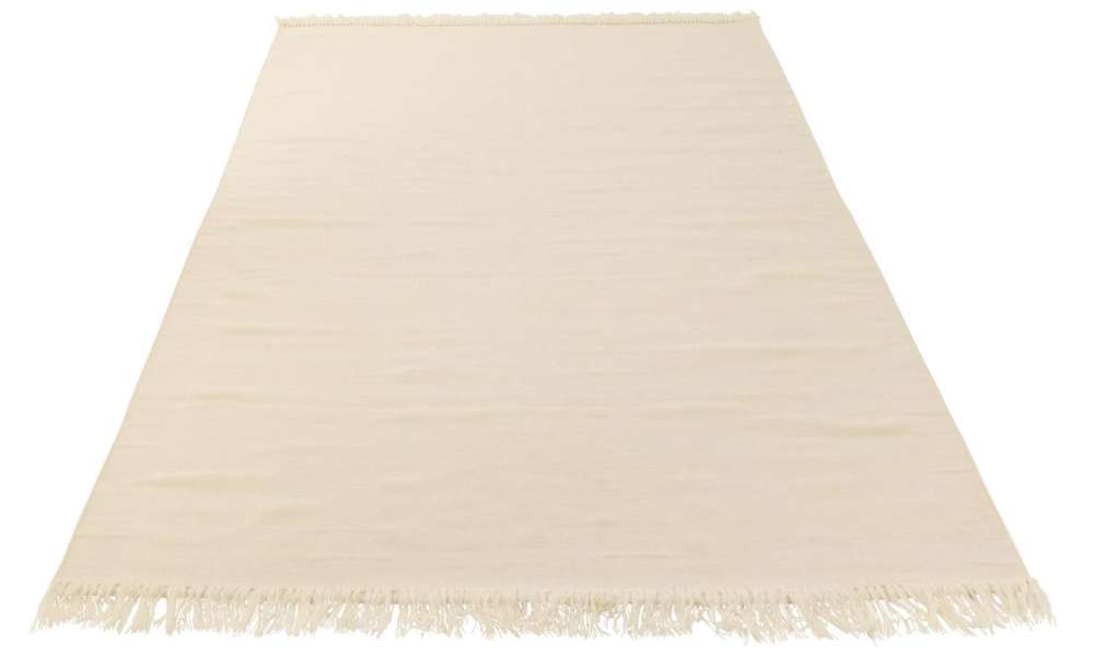 RUG WOVEN+FRINGES WOOL CREAM