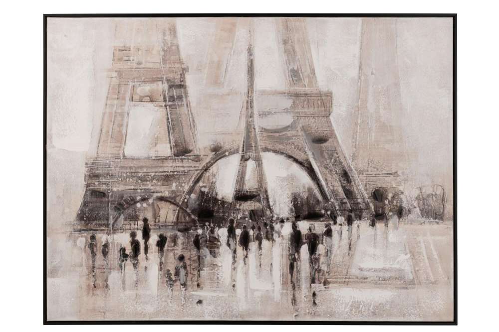 PAINTING EIFFEL ACRYLIC BEIGE/BLACK
