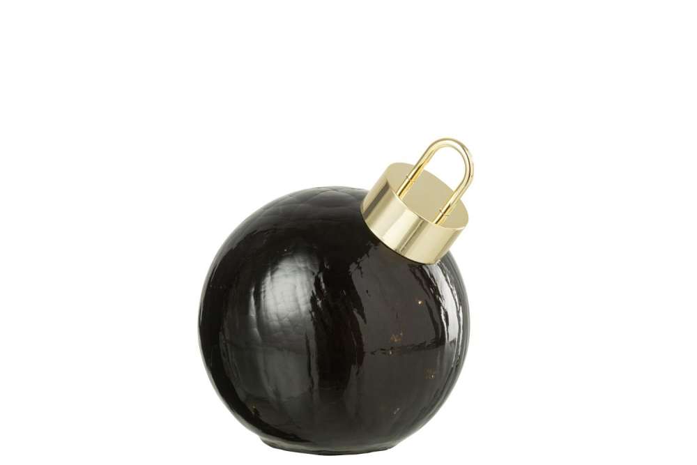 CHRISTMAS BAUBLE LED GLASS BLACK SMALL