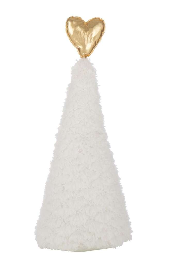 CHRISTMAS TREE GOLD HEART POLYESTER WHITE/GOLD COLORED LARGE