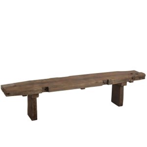 BENCH ROUGH RECYCLED WOOD BROWN