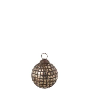 CHRISTMAS BAUBLE MOSAIC GLASS ANTIQUE GOLD SMALL
