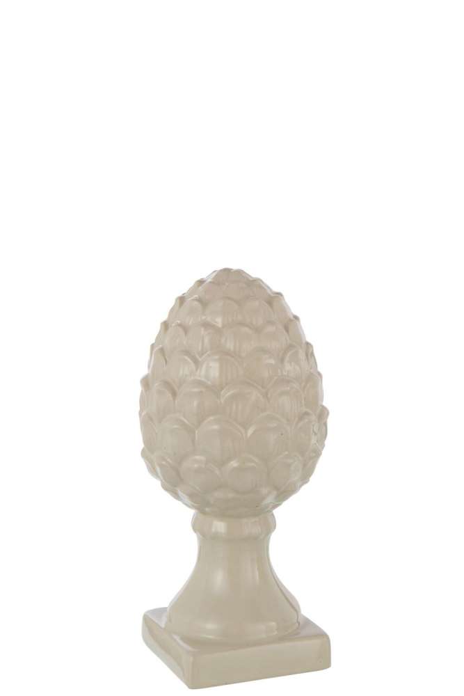 PINECONE ON BASE SHINY PORCELAIN BEIGE MEDIUM