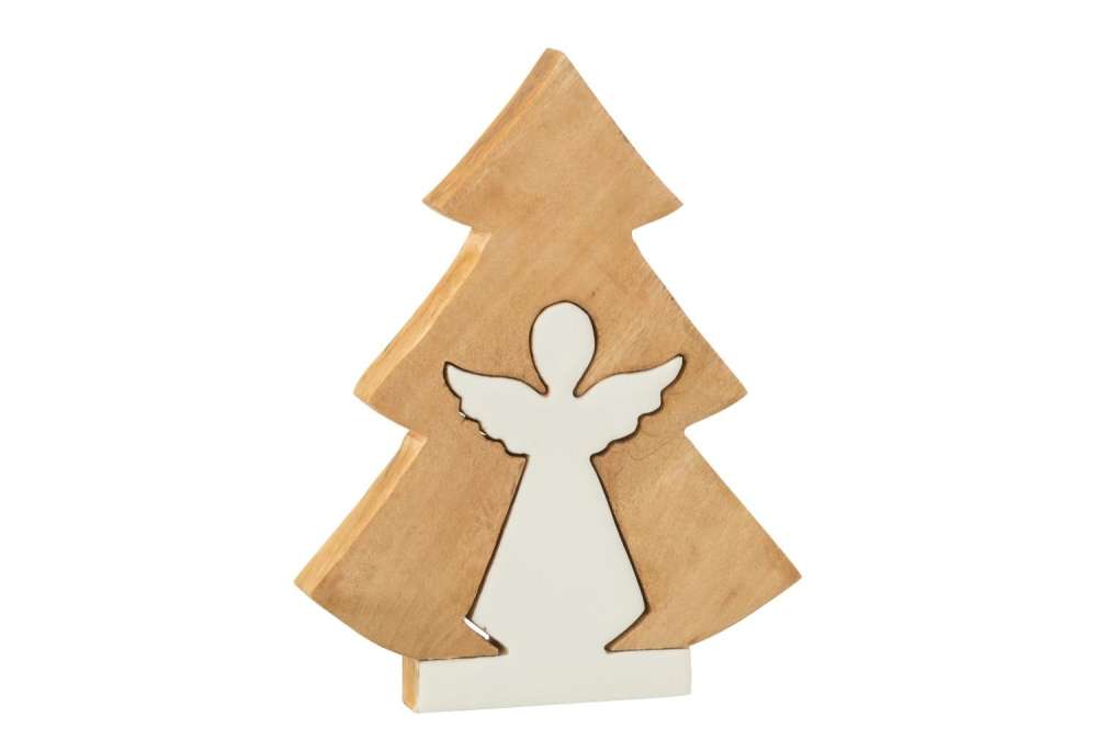 ANGEL IN TREE MANGO WOOD WHITE/NATURAL LARGE