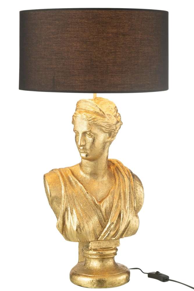 LAMP LADY BUST RESIN GOLD