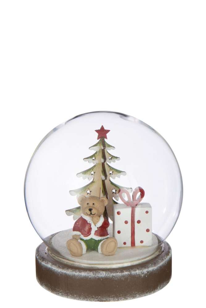 BALL LED BEAR PLYWOOD WHITE/CHRISTMAS RED