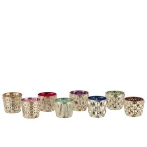 TEALIGHT HOLDER ORIENTAL GLASS MIX ASSORTMENT OF 8