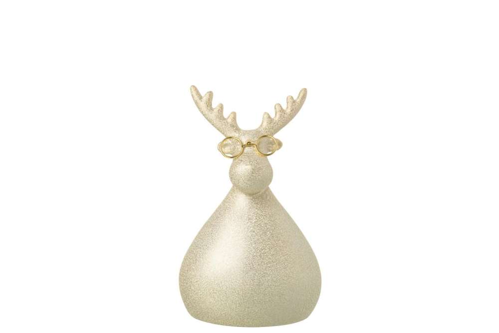 REINDEER GLASSES PORCELAIN GOLD COLORED SMALL